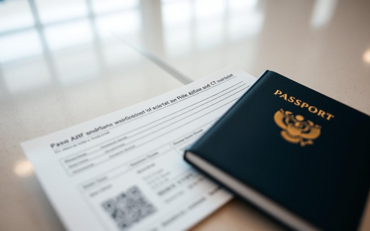 Airline boarding pass and passport