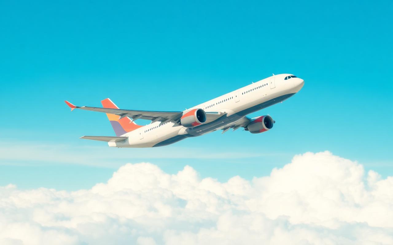 Airliner flying above clouds
