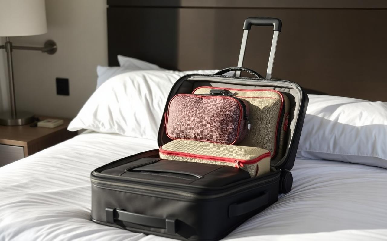 Carry-on suitcase with packing cubes